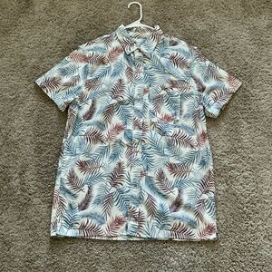 Men's Tropical Leaf Print Shirt - Multicolor